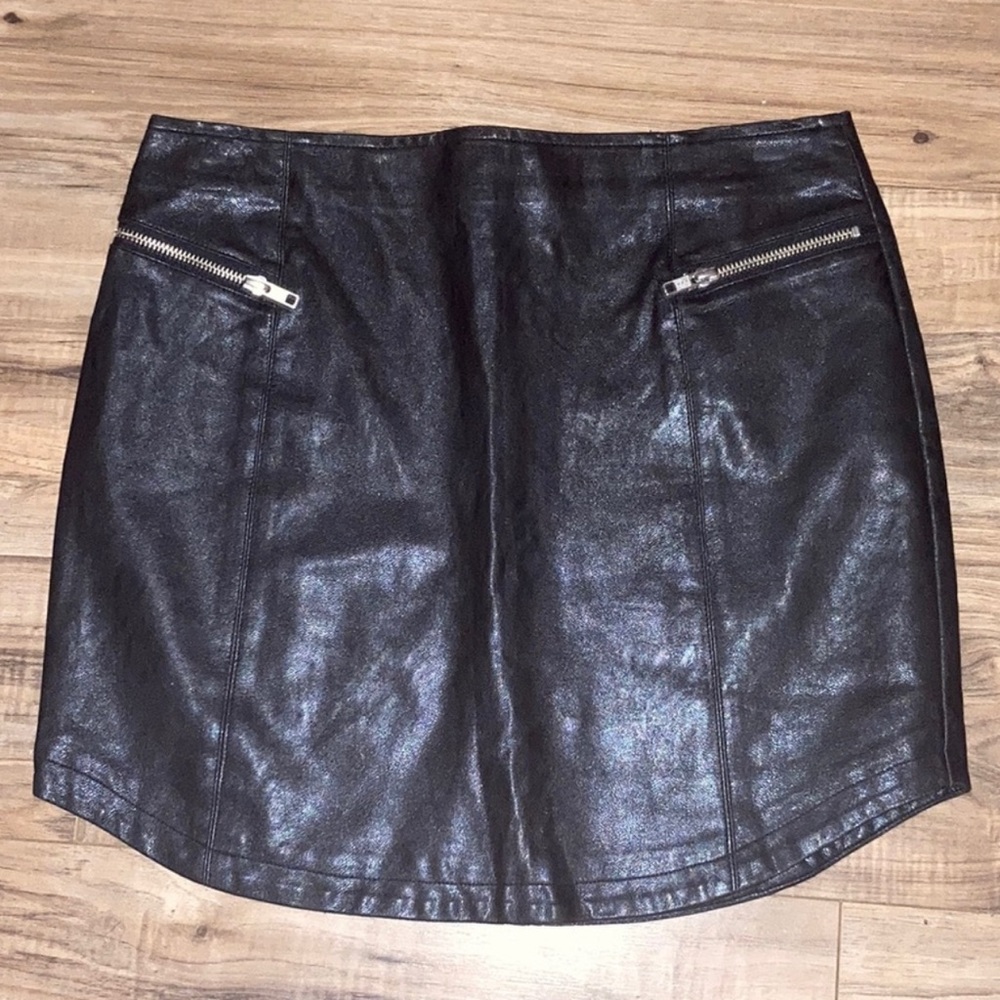Minkpink Faux Leather Skirt black exposed Zipper M